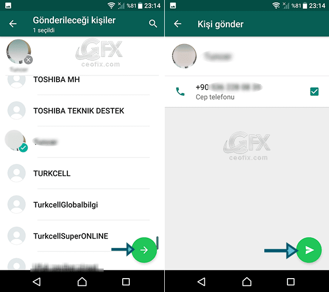 Whatsapp kartvizit gönder