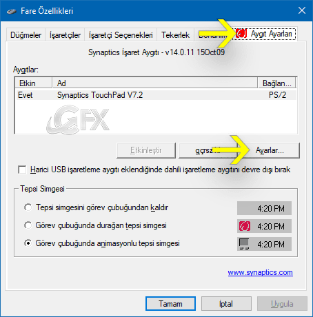 Laptop Dokunmatik Yüzeyde (Touchpad)Kaydırma Yönünü Değiştir