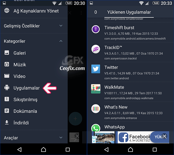 Telefondaki uygulamaları .apk formatına dönüştürüp yedekleme