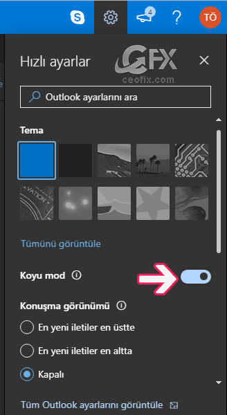 Outlook.com karanlık modda nasıl kullanılır?