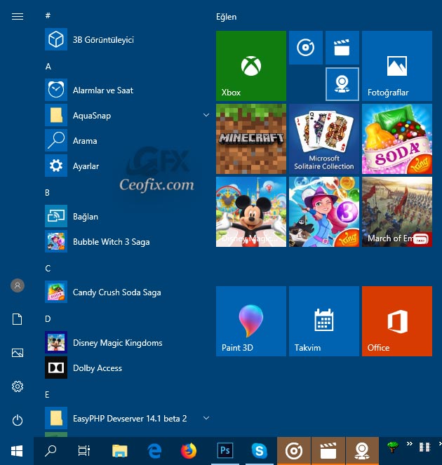 Windows 10 Başlat menüsünde tek tık ile birden fazla uygulamayı aç