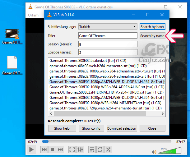 VLSub İle VLC Media Player Altyazı bulun ve indirin