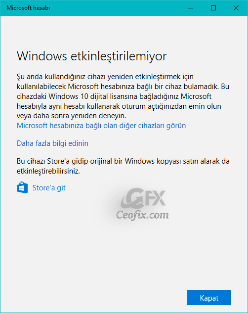Windows Etkinleştirilemedi