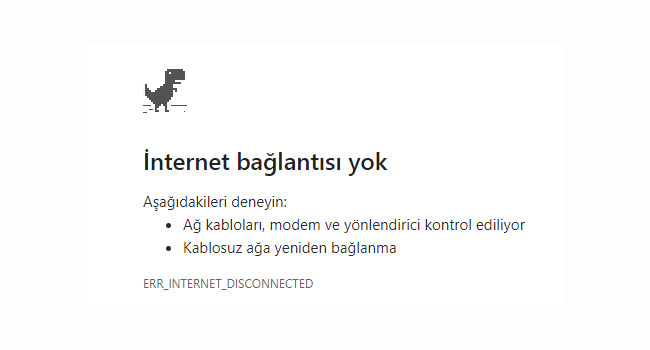 Google Chorme’da Sonsuz Gizli Dinozor Oyunu Oyna