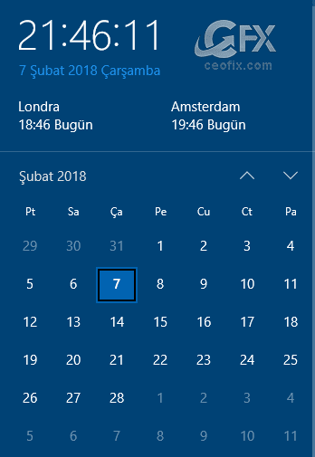 Birden Çok Saat Dilimi Görev Çubuğunda Nasıl Görüntülenir