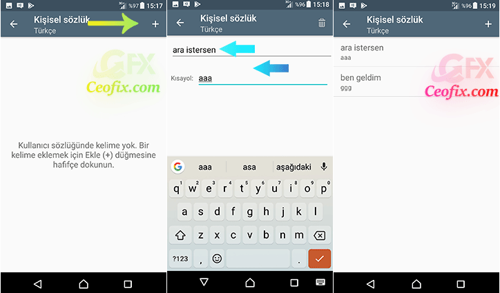 Android' de Özel Metin ve Kısayollar Nasıl Eklenir?