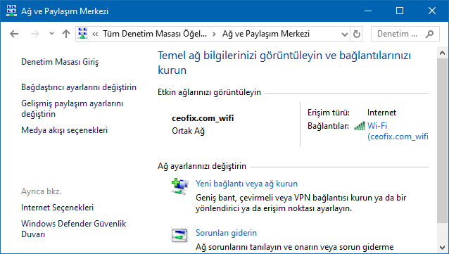  Windows 10'da Ağ Türünü Değiştirme