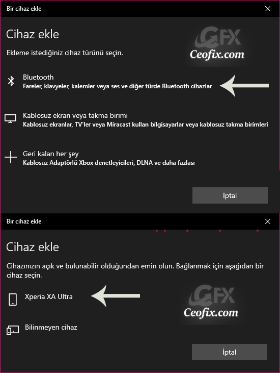 Windows 10'da Bluetooth İle Dosya Aktarımı