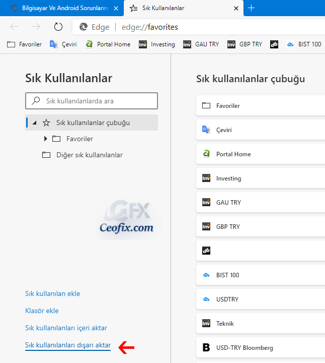 Chromium EDGE de Yer İşaretleri Dışa Nasıl Aktarılır