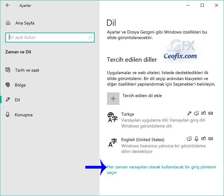 Windows 10'da Klavyeler Arası Geçişe Kısayol Atama