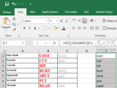 Excel de Büyük Küçük Harf Değişikliği Nasıl Yapılır