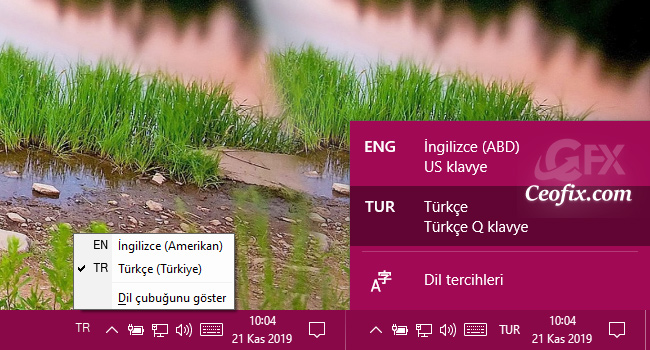 Windows 10'da Dil Çubuğu Simgesi Windows 7'deki Gibi Olsun