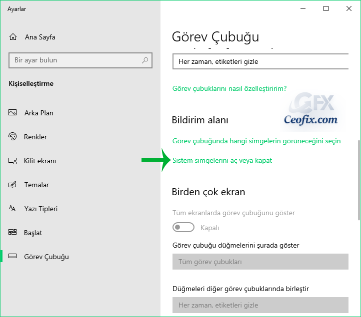 Windows 10'da Görev Çubuğundan Saati Göster Yada Gizle
