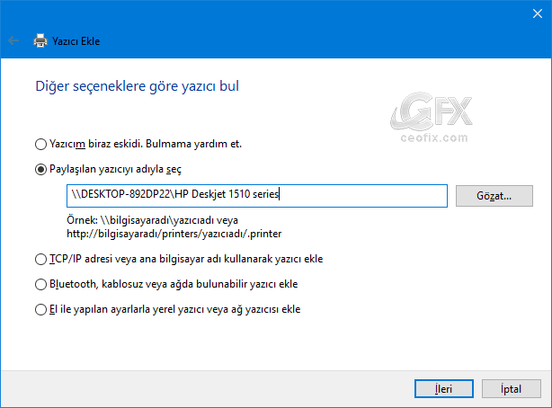 Windows'da Ev Grubu Olmadan Yazıcıyı Ağ'da Paylaş