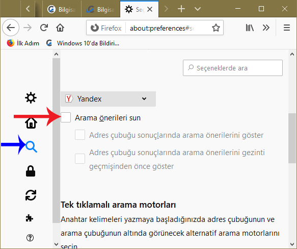 Firefox’da Adres Satırında Önerileri Devre Dışı Bırak