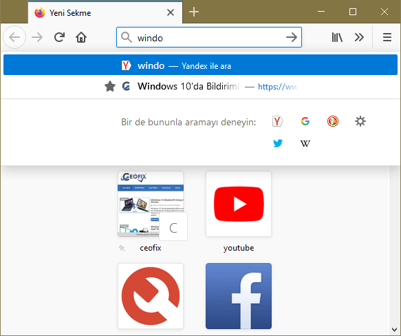Firefox’da Adres Satırında Önerileri Devre Dışı Bırak