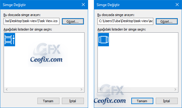 Windows 10 - Görev Görünümü Kısayolu Oluşturup İkon Değiştir