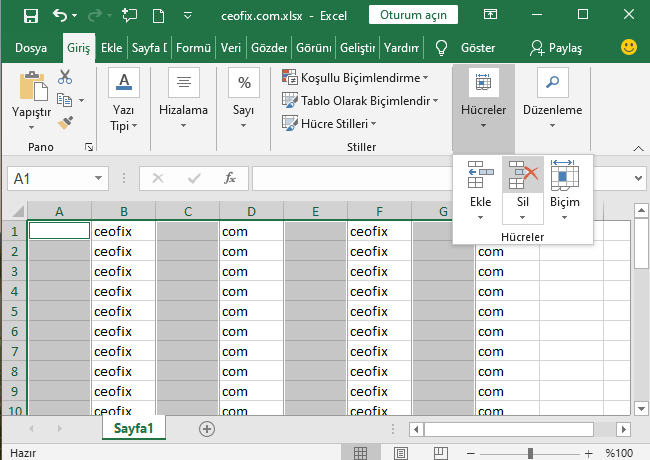 Microsoft Excel 2016'da Boş Hücreler Topluca Nasıl Silinir?