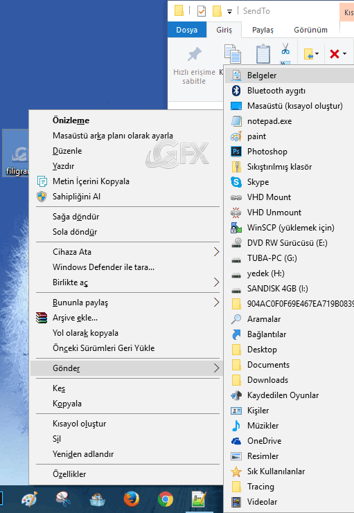 Windows 10'da Gönder Menüsü Nasıl Özelleştirilir