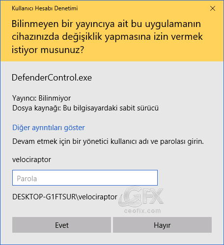 Bilgisayarınızda Program Çalıştırırken Sizden Şifre İstesin