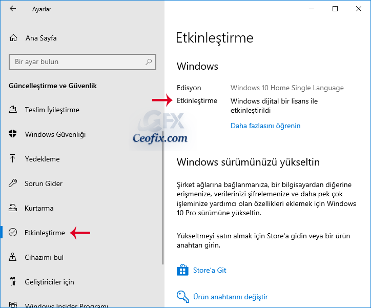 Ayarlar Uygulamasını Kullanarak Windows 10'un Etkinleştirilip Etkinleştirilmediğini Denetleme