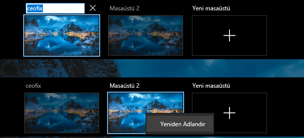 Windows 10'Da Sanal Masaüstünü Yeniden Adlandır