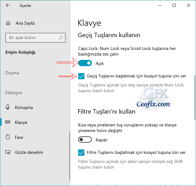 Caps Lock, Num Lock, Scroll lock Tuşuna Basınca Bip Sesi Duy
