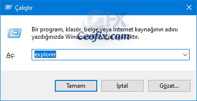 Çalıştır kutusundan dosya gezgini aç