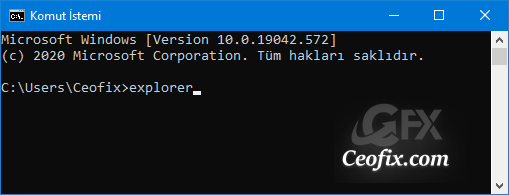 CMD'den Dosya Gezgini'ni açın