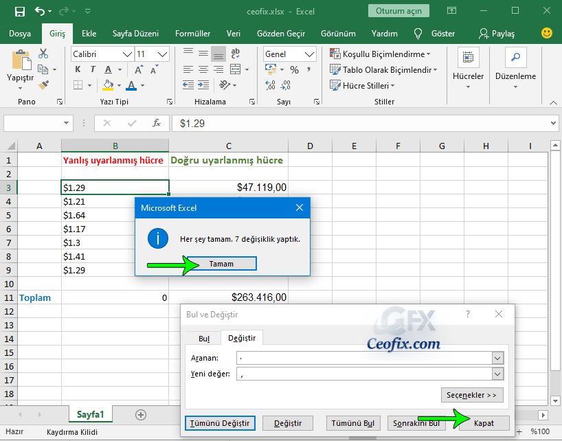 Excel Toplama Yapmıyor Sorunun Çözümü