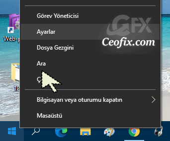 Win + X menüsünden Ayarlar uygulamasını açın