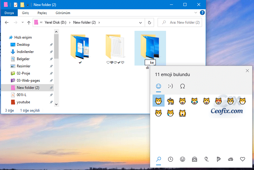 Windows 10'da Dosya ve Klasör İsimlerinde Emoji Kullan