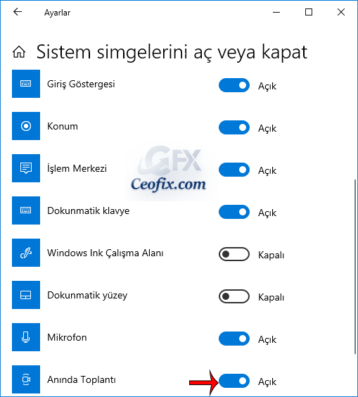 Anında Toplantı" simgesi