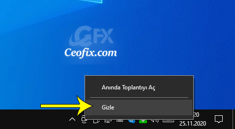 Windows 10 Görev Çubuğundaki "Anında Toplantı simgesi
