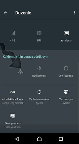Android hizli ayarlar düzenle