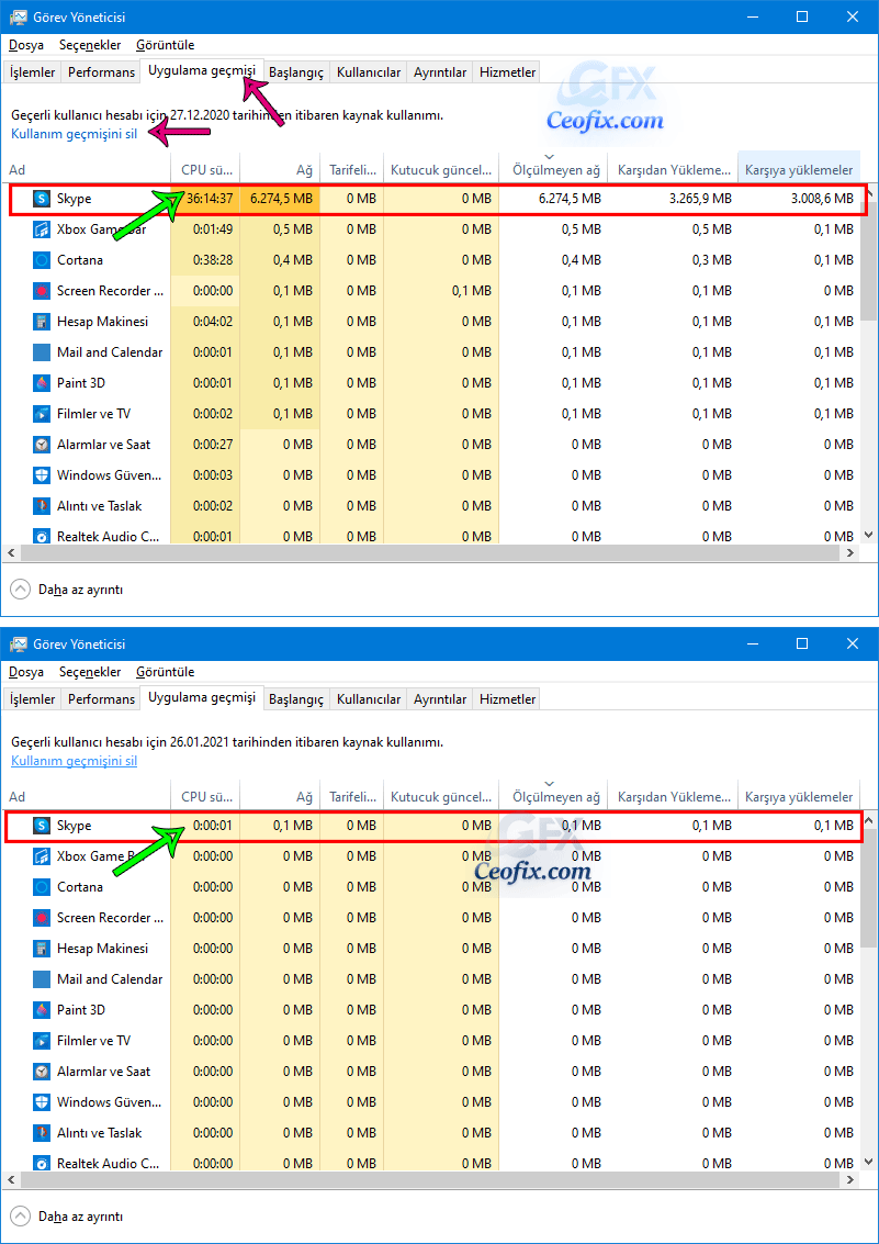 Windows 10’da Kullanım Geçmişi Nasıl Silinir