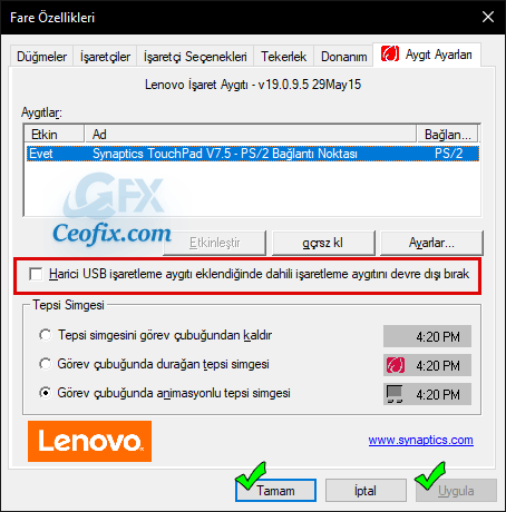 Laptop'a Mouse Takınca Touchpad Çalışsın 