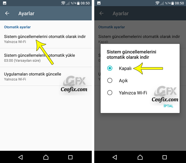 Android Sistem Güncellemelerini Otomatik İndir