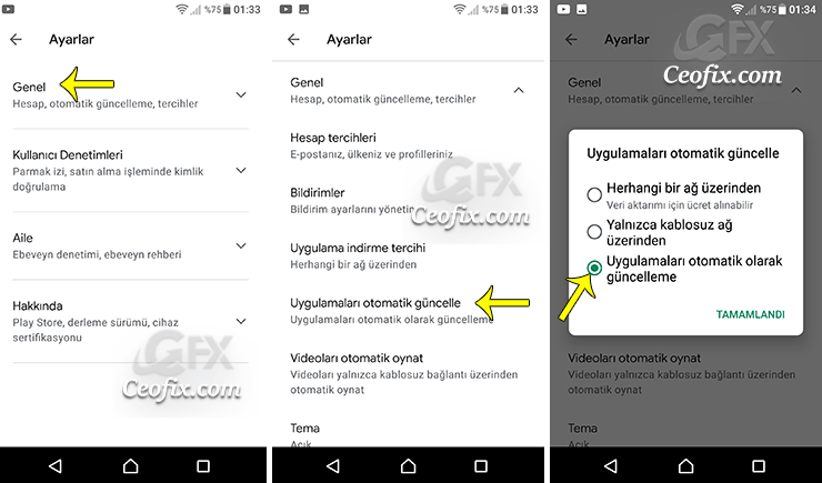 Android'de Play store'un Uygulama Güncellemeleri Nasıl Kapatılır