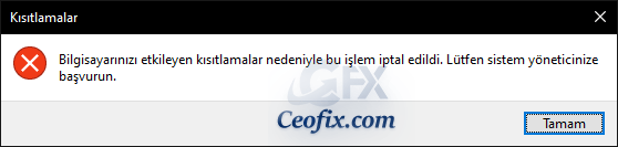 Kapat, Yeniden Başlat, Uyku ve Hazırda Beklet devre dışı