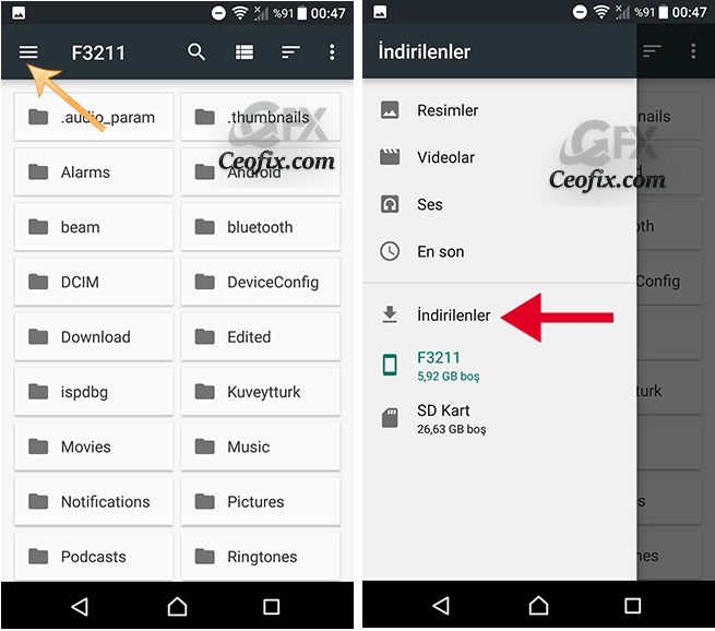 android indirilenler
