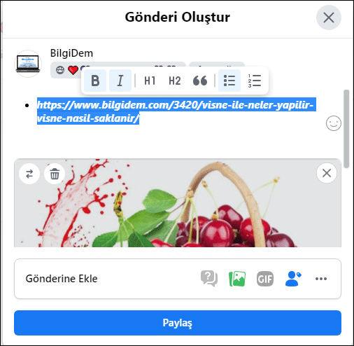 Facebook Grup gönderilerinde yazı italik ve bold olarak nasıl yazılır