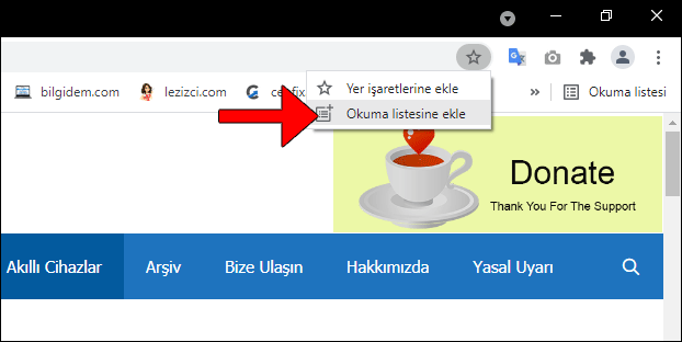 Chrome Okuma Listesine ekle