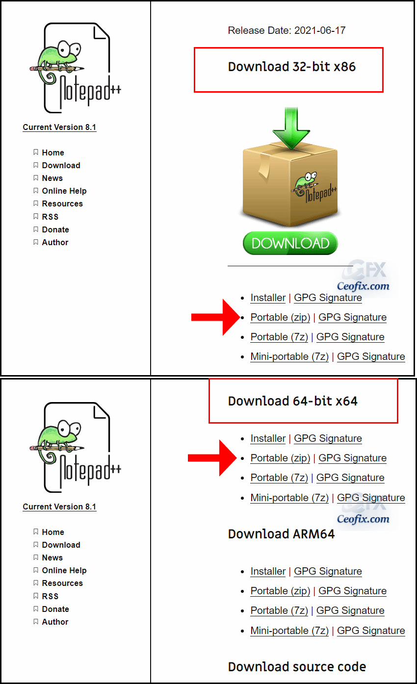 7z veya zip'ten Notepad++ kullanın.