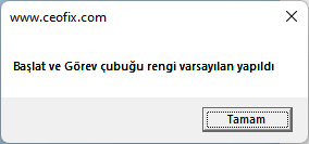 Başlat ve Görev çubuğu rengi varsayılan yapıldı