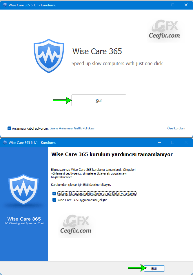Wise Care 365 kurulumu