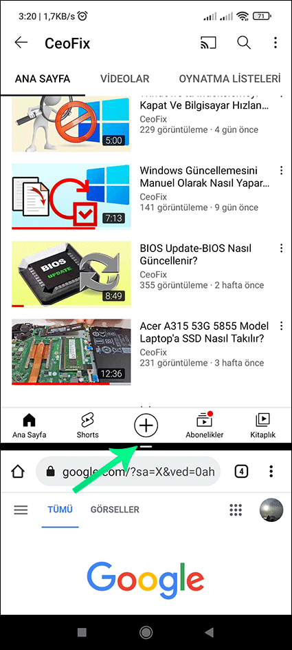 Bölünmüş ekran nasıl kullanılır?