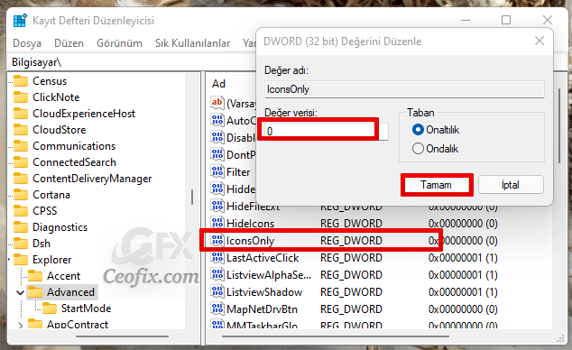 regedit- küçük resimler