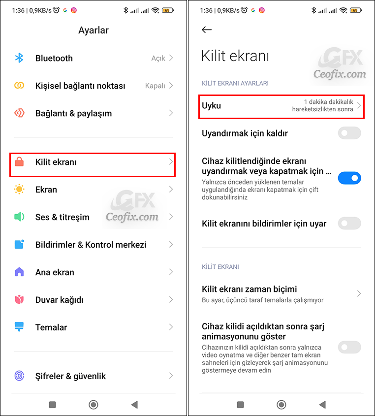 Android'de kilit ekranı zaman aşımı Süresi nasıl artırılır?