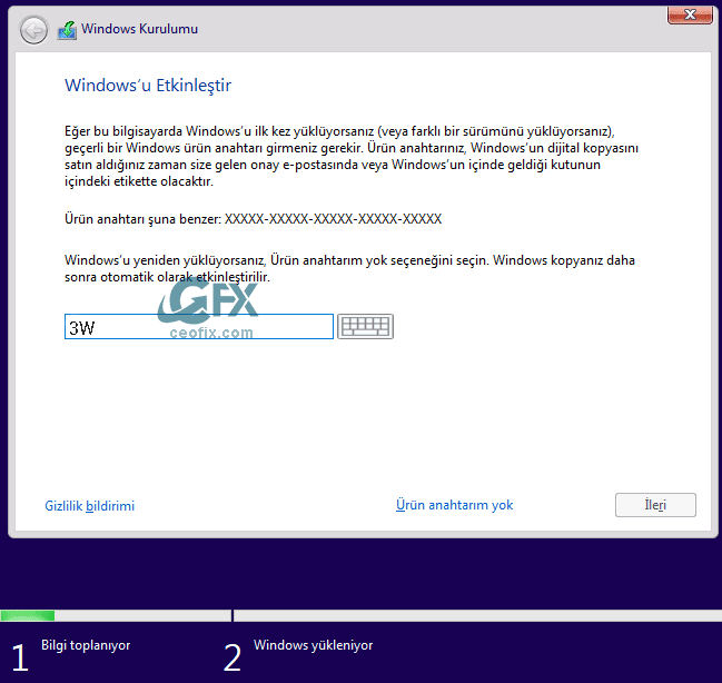 windows ürün anahtarı etkinleştirme